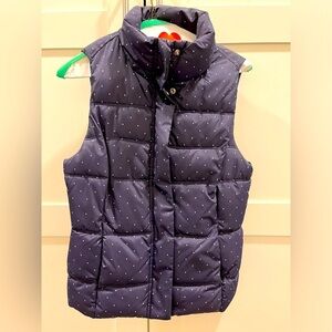 Gap XS navy w white polka dots puffer vest